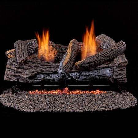 Duluth Forge Ventless Dual Fuel Log Set - 24 In. Split Red Oak, 33,000 Btu, T-Stat DLS-24T-1